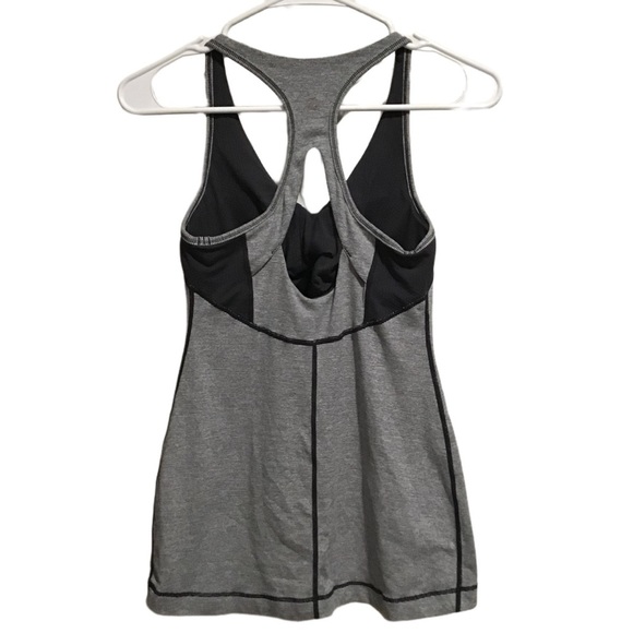 Lululemon Athletica Women’s Tank Top Keyhole Racerback Gray/White Stripe - Picture 2 of 9